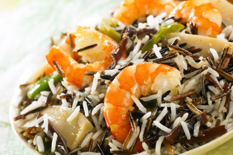 Recipe: Wild rice with prawn tails and vegetables to wok