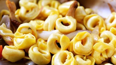 Tortellini with portobello and basil