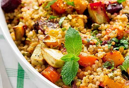 Quinoa salad and roasted carrots