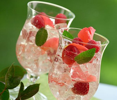 Raspberry sangria and serrano chile