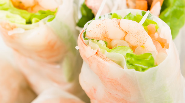 Shrimp Spring Rolls with mango