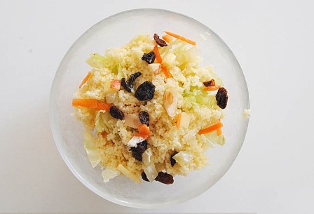 Couscous salad with cabbage and carrot